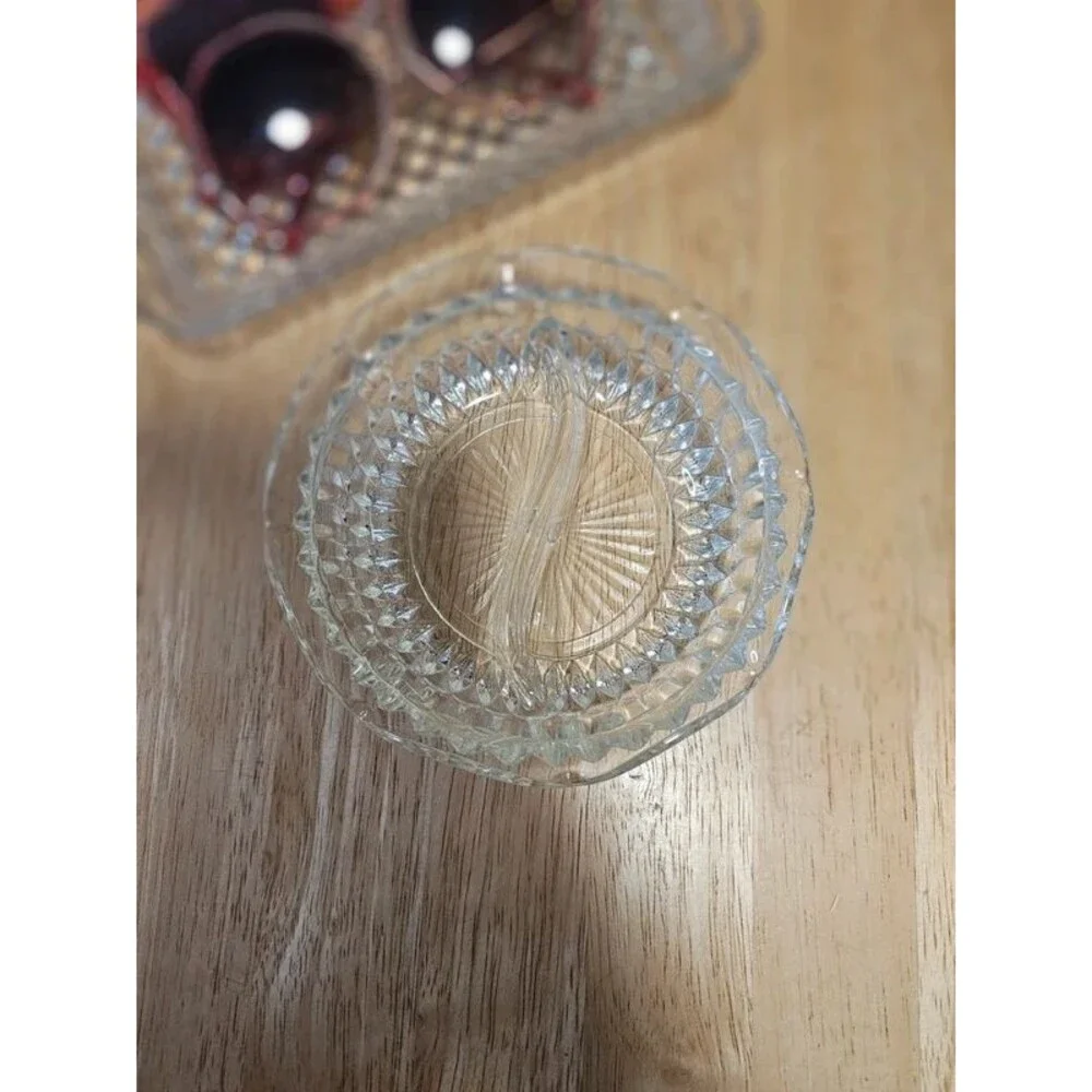 Vintage Clear Pressed Glass Trinket/Serving Dishes Set of 2